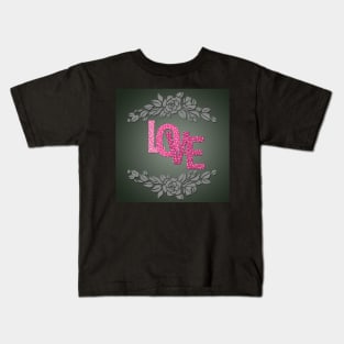 Valentine hearts on purple background Kids T-Shirt